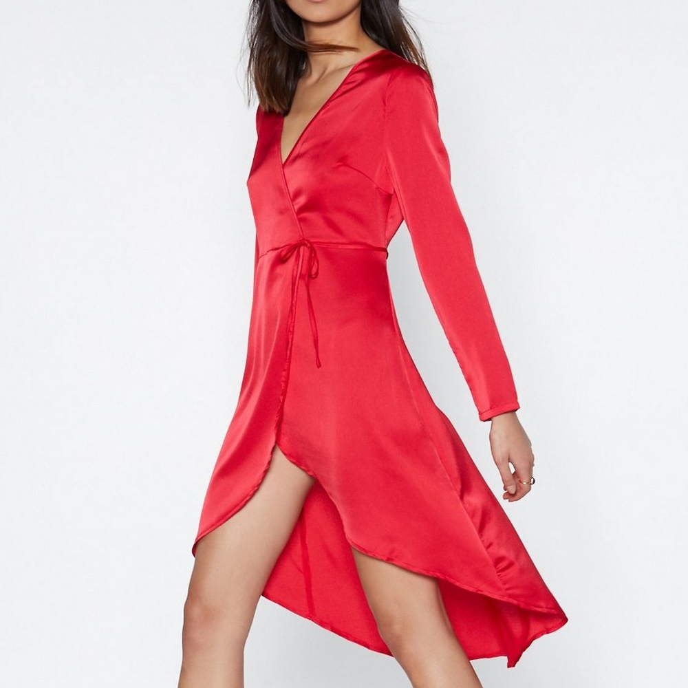 NWT Satin wrap midi dress